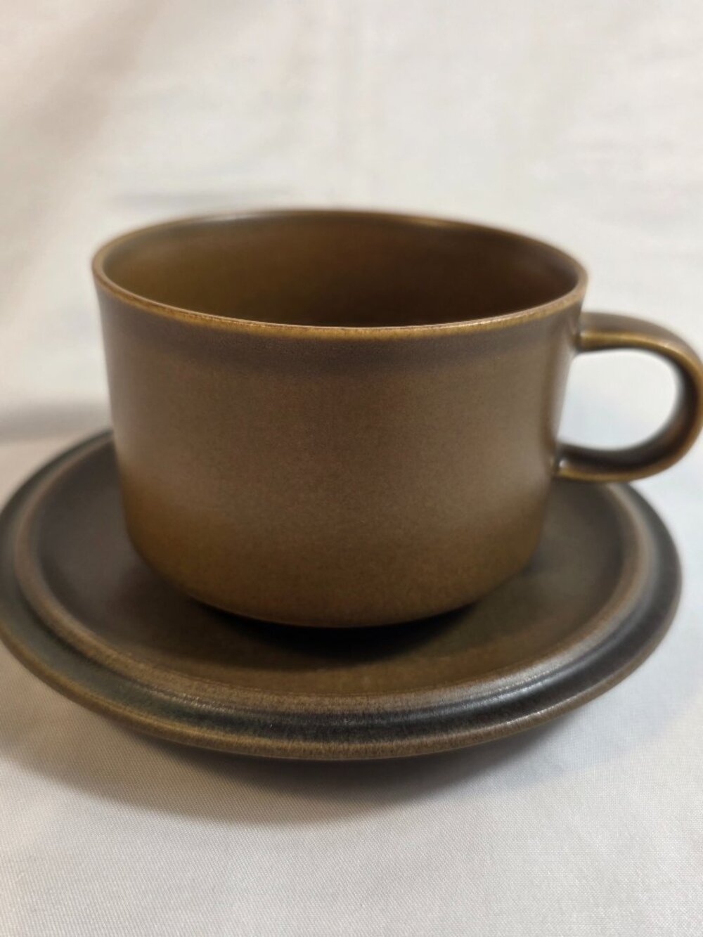 ONE (1) W. Goebel Schwarzwald Cup & Saucer Set Brown with Black Rim MCM